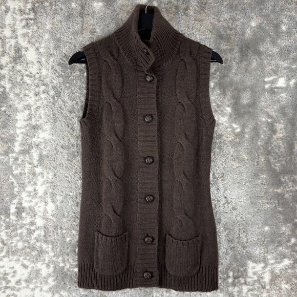 H&M LOGG Size M Alpaca Wool Blend Cable Knit Sleeveless Button Sweater Vest - Picture 1 of 9